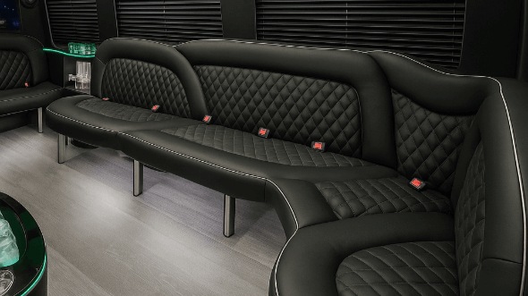 Interior of Kettering Party Bus Company's 14 Passenger Sprinter Limousine in Kettering