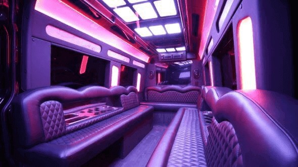 Interior of Fairfield Party Bus Company's 15 Passenger Party Bus in Fairfield