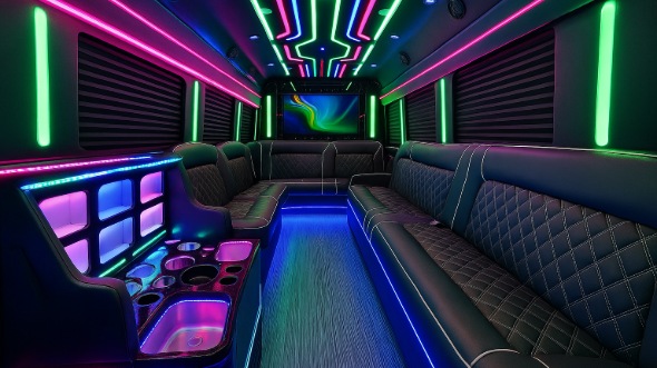 Interior of Garfield Heights Party Bus Company's 25 Passenger Party Bus in Garfield Heights