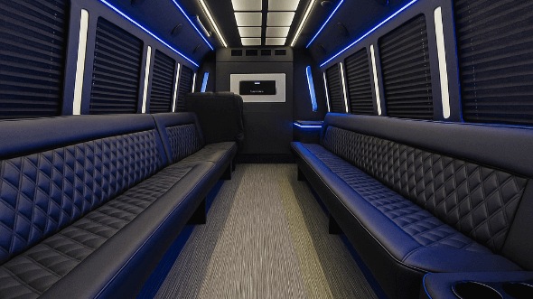 Interior of Lorain Party Bus Company's 25 Passenger Party Bus in Lorain