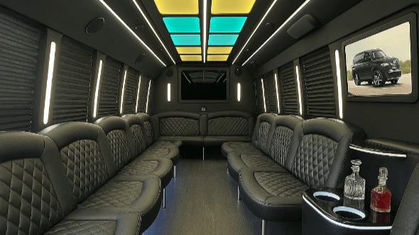 Interior of Akron Party Bus Company's 28 Passenger Party Bus in Akron