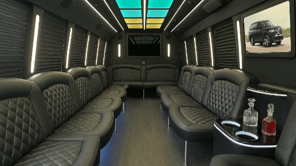 Interior of Lakewood Party Bus Company's 28 Passenger Party Bus in Lakewood