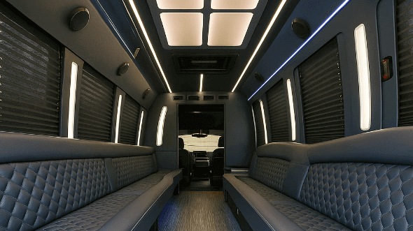 Interior of Akron Party Bus Company's 30 Passenger Party Bus in Akron