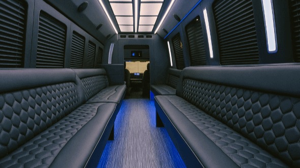 Interior of Canton Party Bus Company's 30 Passenger Party Bus in Canton
