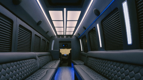 Interior of Strongsville Party Bus Company's 30 Passenger Party Bus in Strongsville