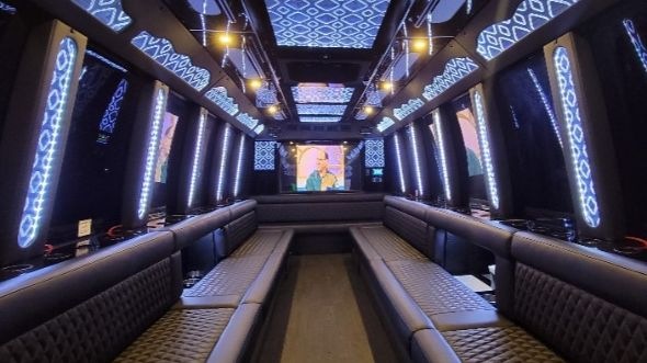 Interior of Bowling Green Party Bus Company's 40 Passenger Party Bus in Bowling Green