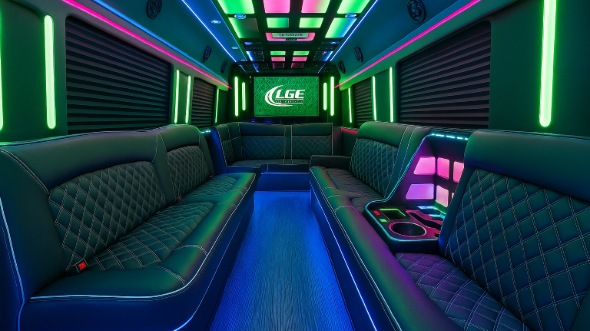 Interior of Ohio Party Bus Company's 40 Passenger Party Bus in Ohio