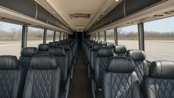 Interior of Ohio Party Bus Company's 46 Passenger Charter Bus in Ohio