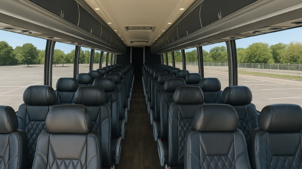 Interior of Ohio Party Bus Company's 47 Passenger Charter Bus in Ohio
