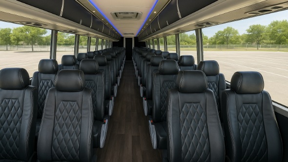 Interior of Ohio Party Bus Company's 48 Passenger Charter Bus in Ohio