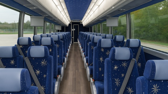 Interior of Ohio Party Bus Company's 51 Passenger Charter Bus in Ohio