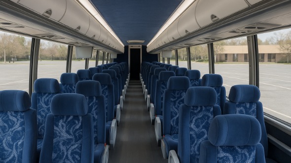 Interior of Ohio Party Bus Company's 55 Passenger Charter Bus in Ohio