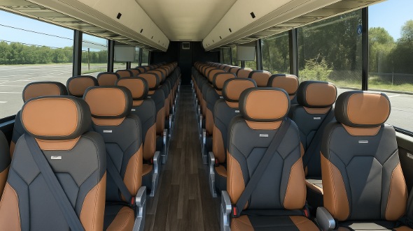 Interior of Ohio Party Bus Company's 56 Passenger Charter Bus in Ohio